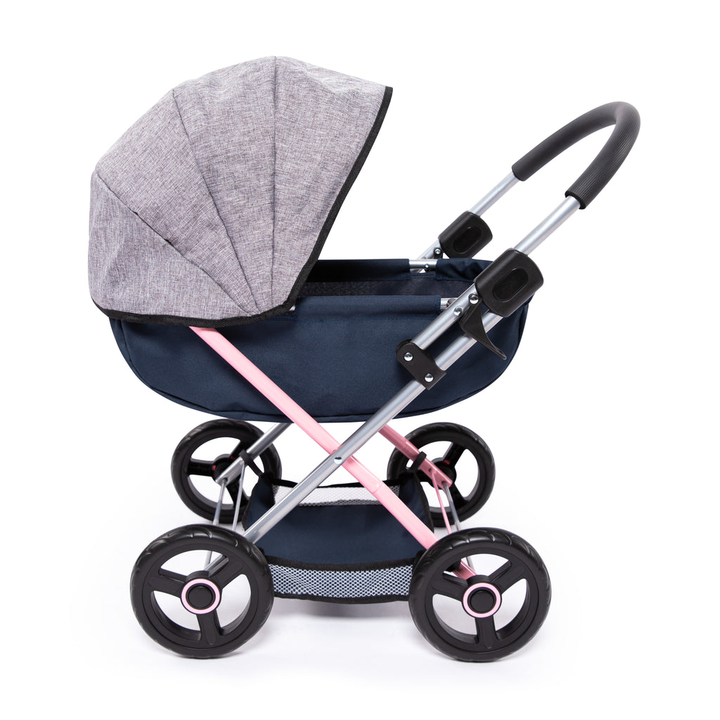 Bayer Cosy Dolls Pram  - Navy, Grey & Pink - 12727AA