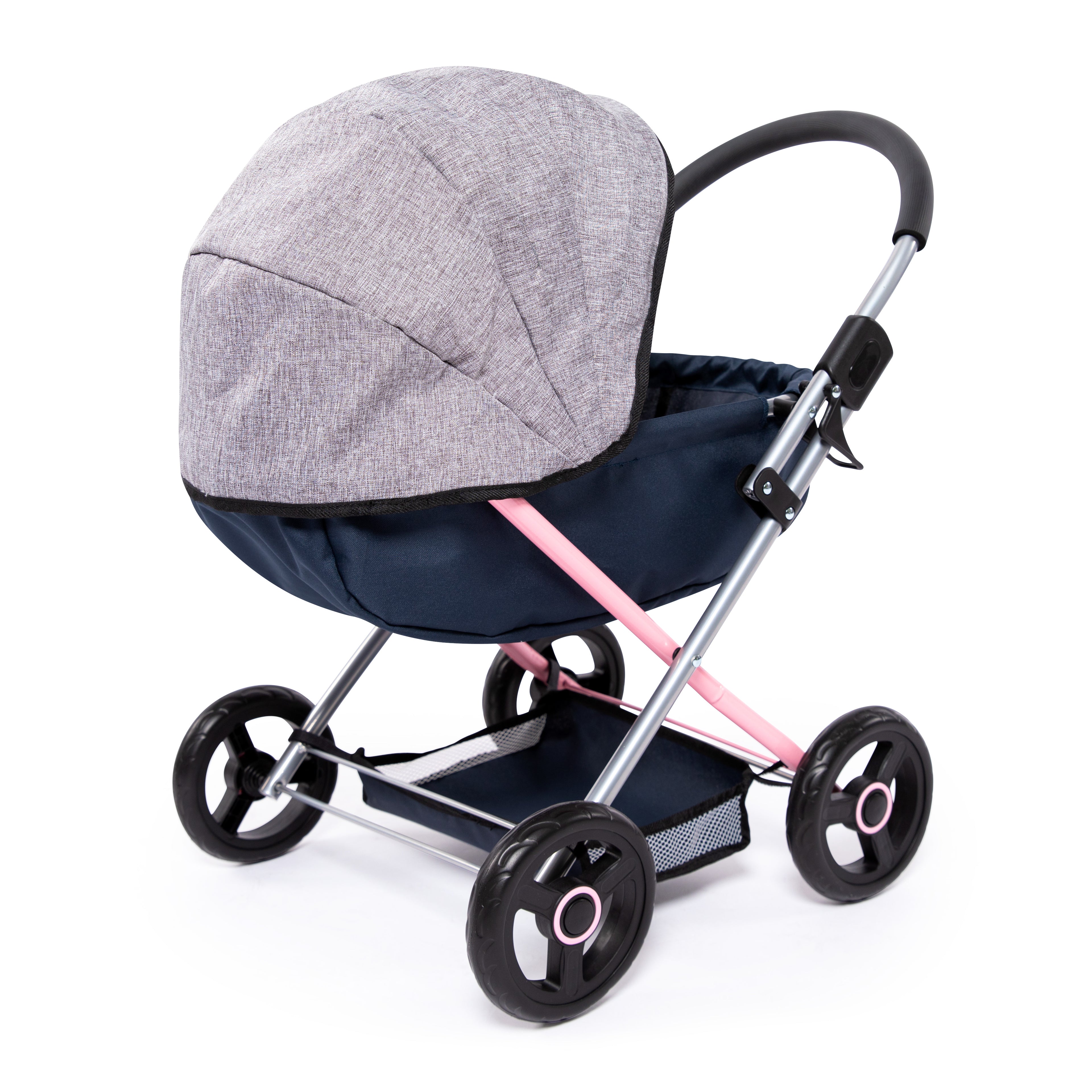 Bayer Cosy Dolls Pram  - Navy, Grey & Pink - 12727AA