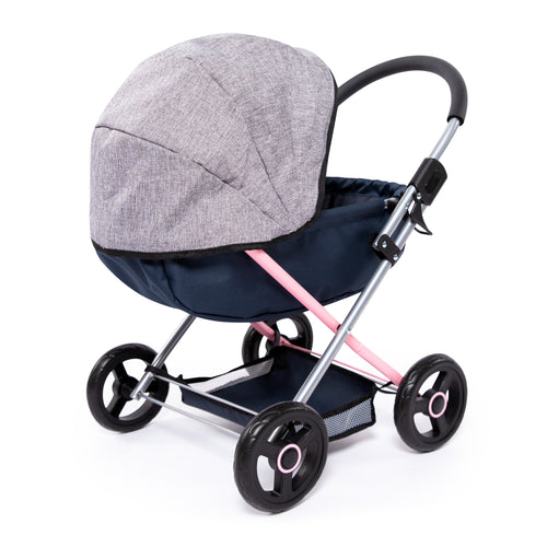 Bayer Cosy Dolls Pram  - Navy, Grey & Pink - 12727AA