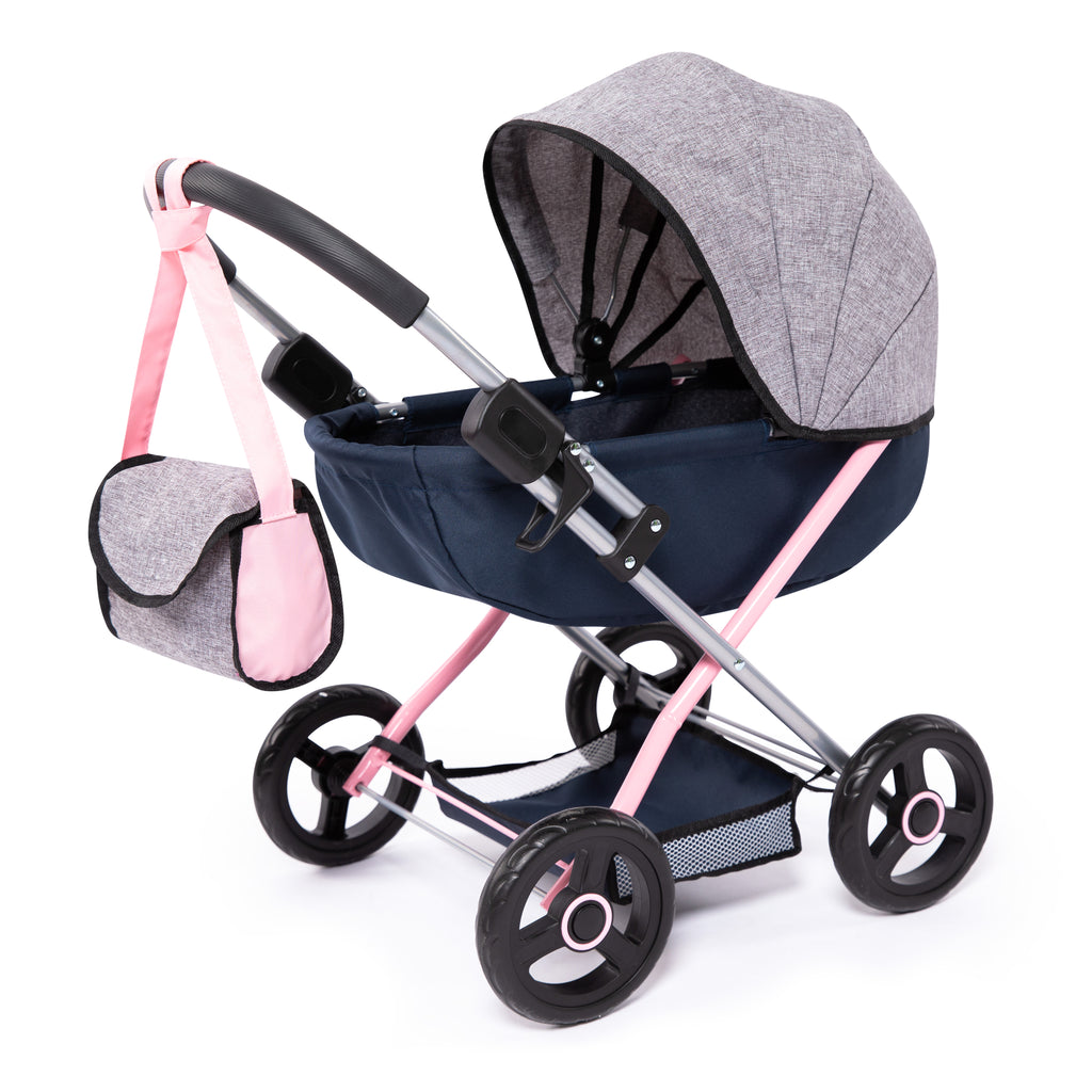 Bayer Cosy Dolls Pram  - Navy, Grey & Pink - 12727AA