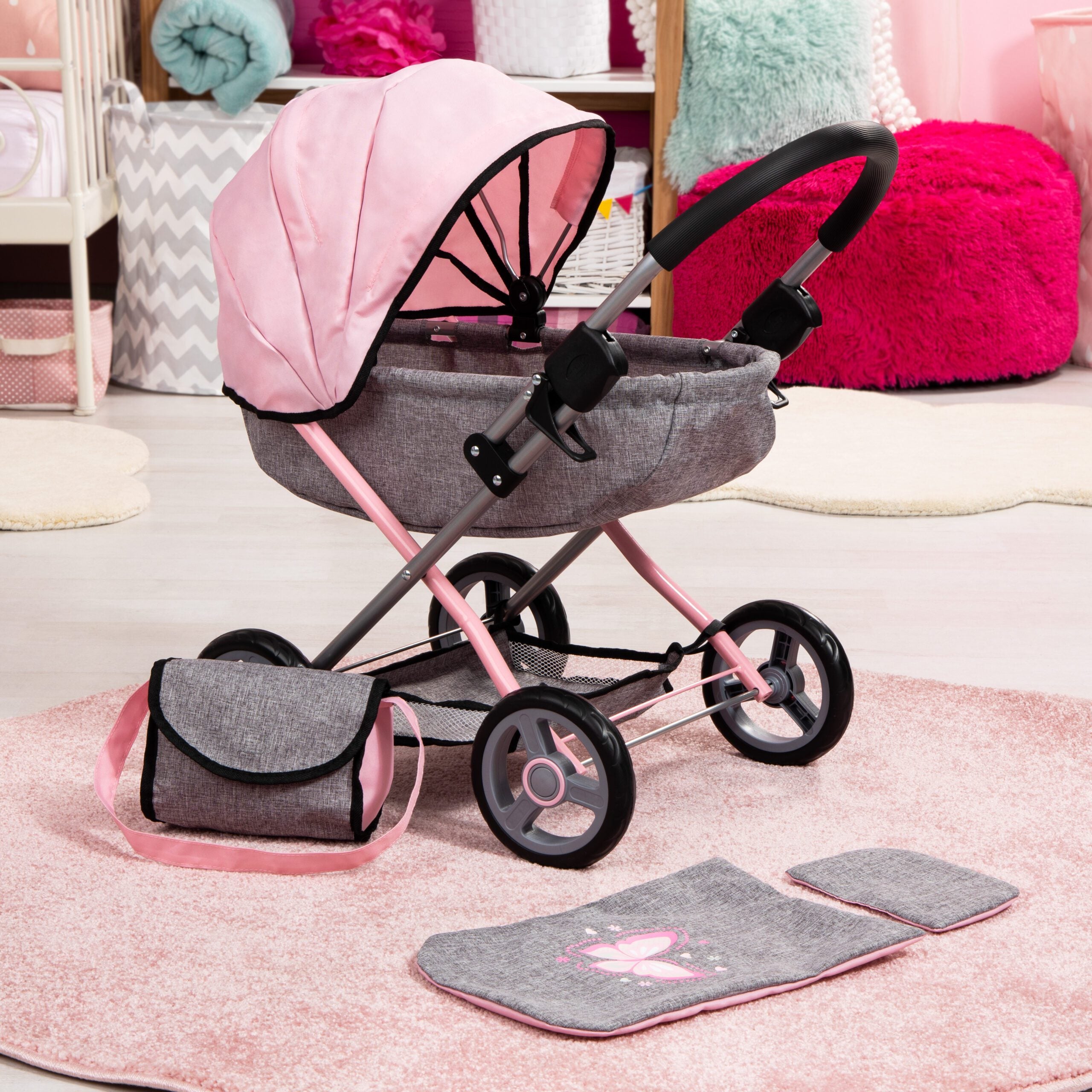 Bayer Cosy Pram Grey/Pink