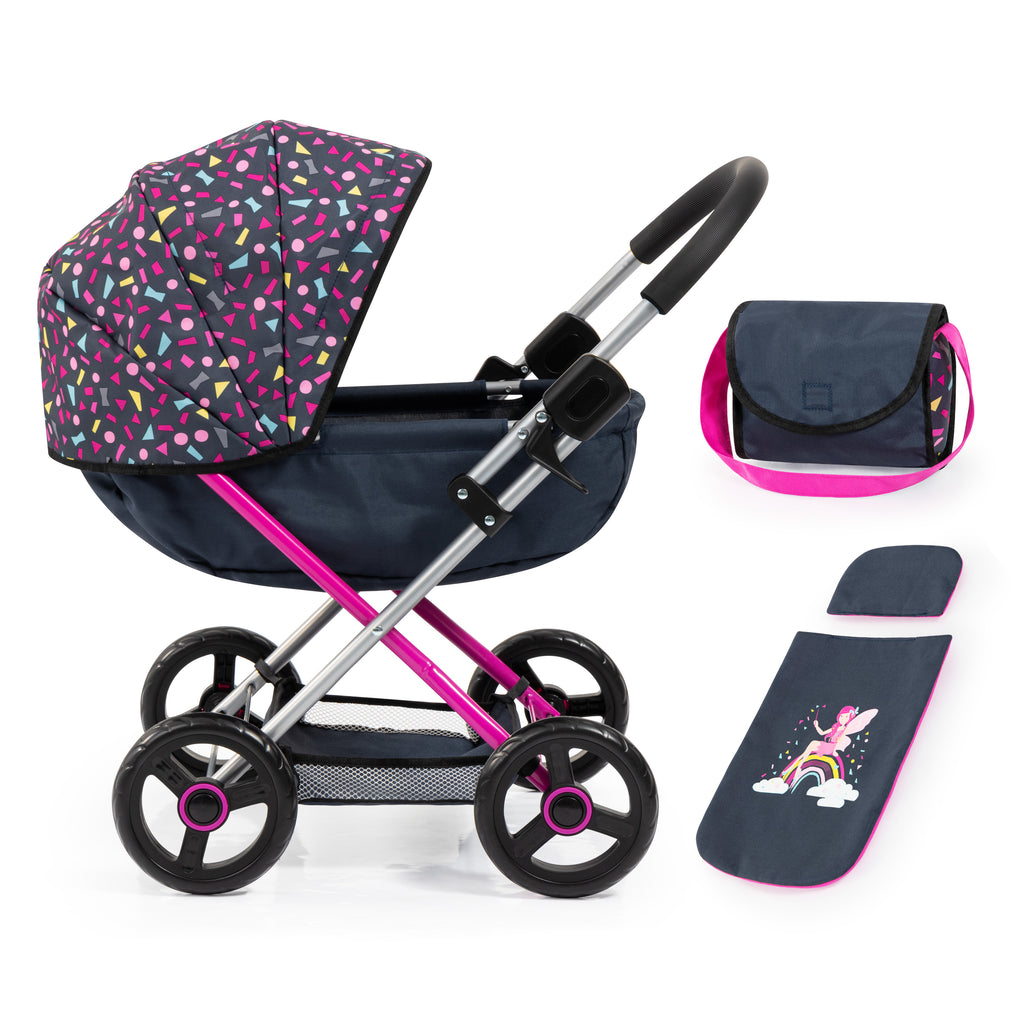 Bayer Cosy Dolls Pram - Navy & Hot Pink - 12780AA