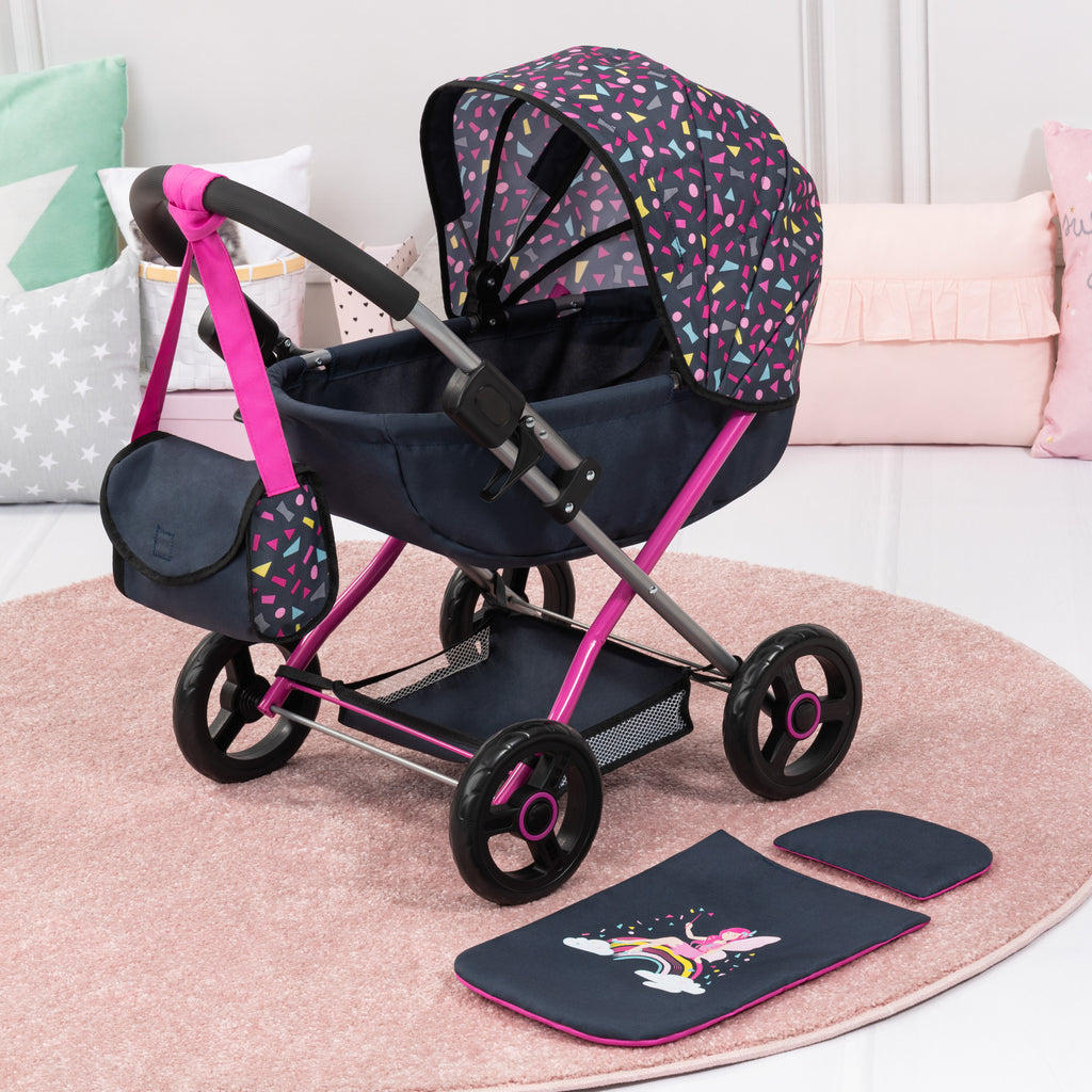 Bayer Cosy Dolls Pram - Navy & Hot Pink - 12780AA