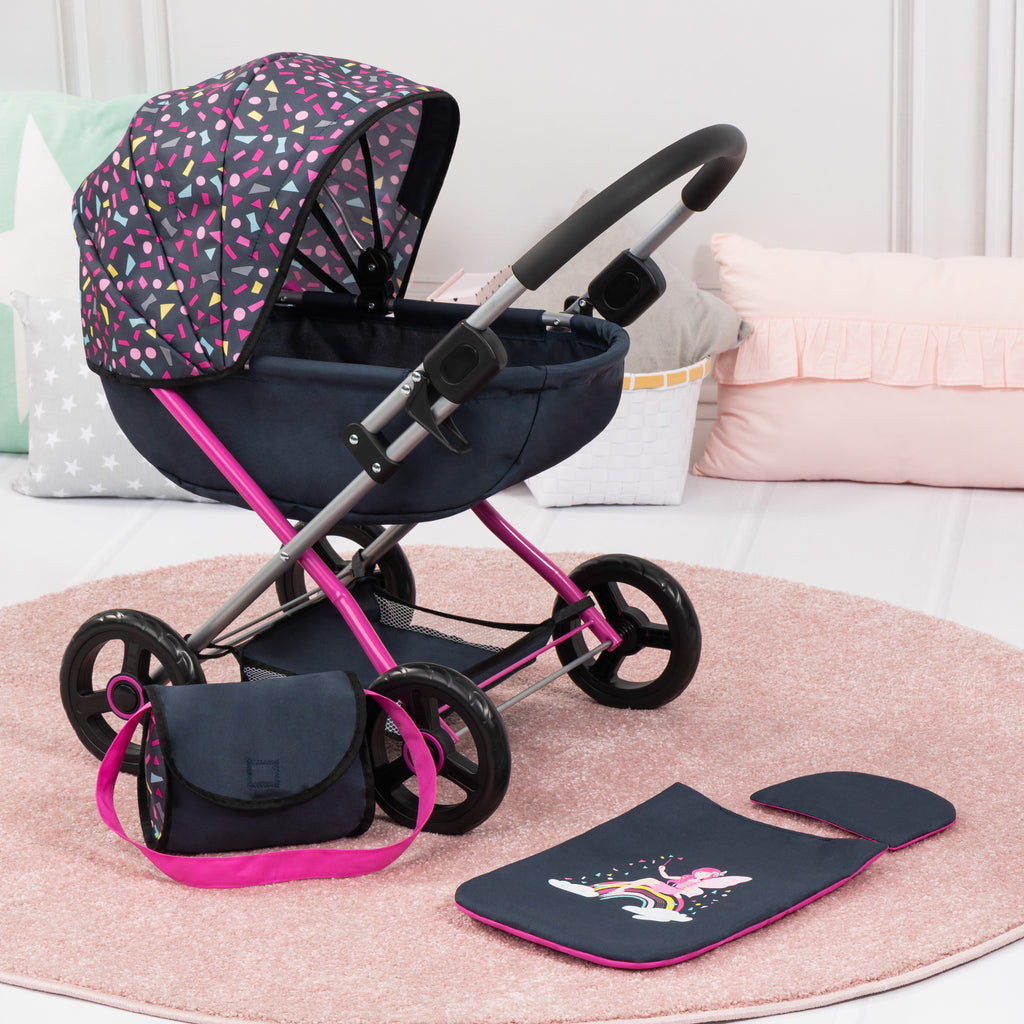 Bayer Cosy Dolls Pram - Navy & Hot Pink - 12780AA
