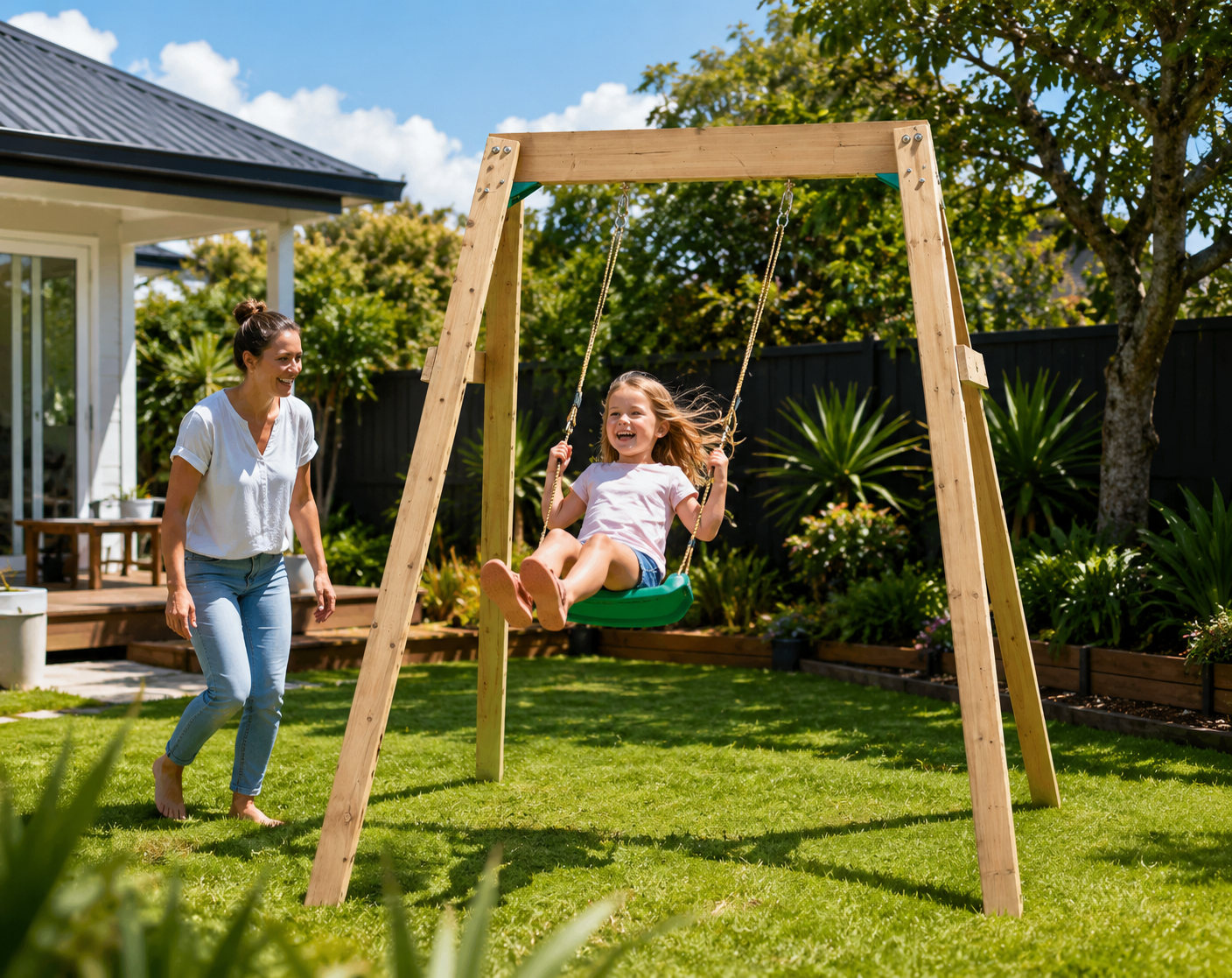 NELSON SINGLE WOODEN SWING - STOCK JUST ARRIVED!