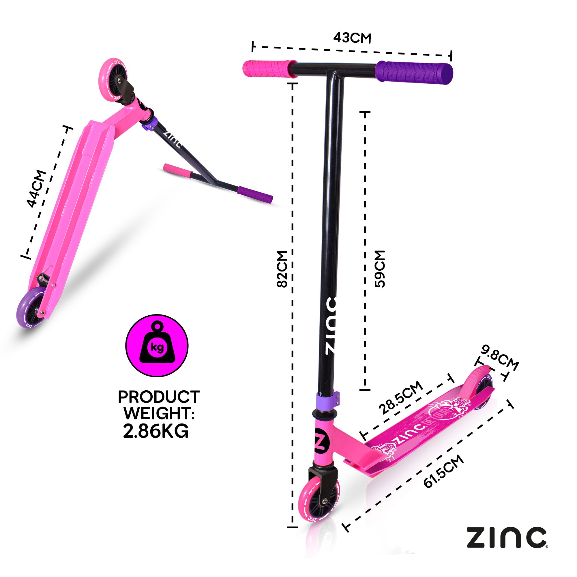 ZINC DETOUR 2.0 STUNT SCOOTER PINK