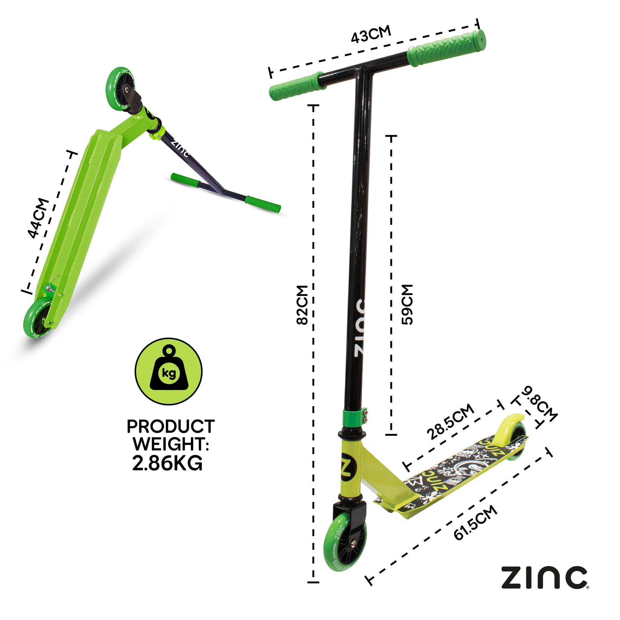 ZINC DETOUR 2.0 STUNT SCOOTER LIME